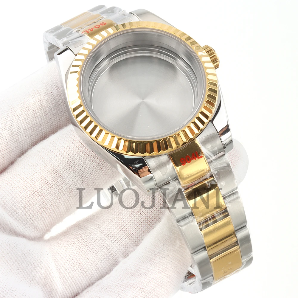 

Gold Silver NH35 Sapphire glass Case 36mm 39mm For Datejust Waterproof Watch Case Polish Oyster Strap For NH35 NH36 Movement