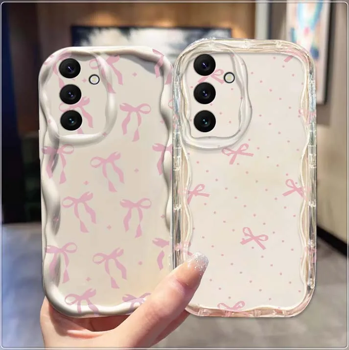 

Cartoon pink bow beautiful Phone Case For Samsung A73 A72 A71 A56 A55 A54 A53 A52 A51 A32 A36 A26 A25 A13 A14 5G Wave Oil