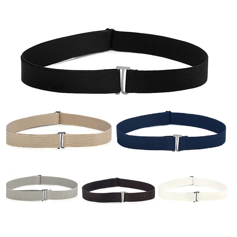 

1pc Canvas Invisible Belt Buckle Plastic Elastic Belt Women Men Adjustable Belt Fashion