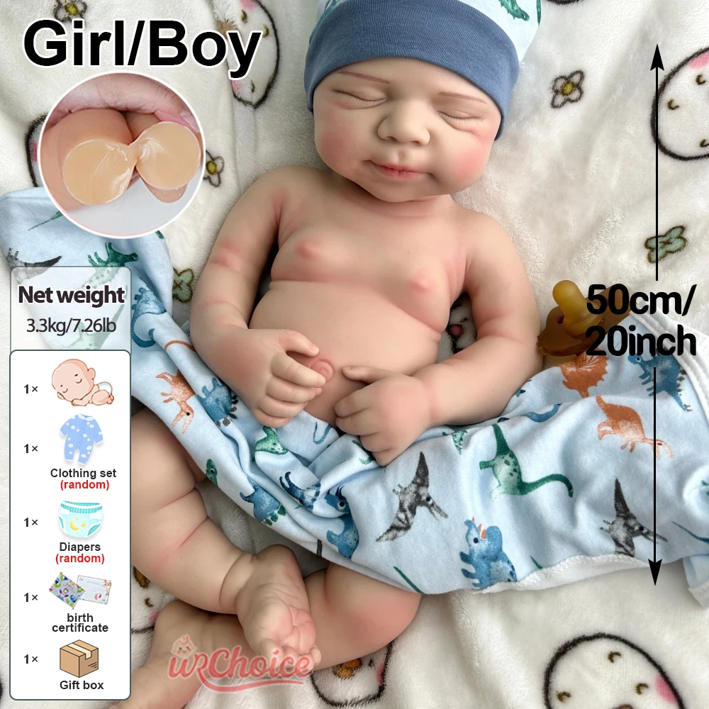 ตุ๊กตาซิลิโคนแบบเต็มตัวขนาด 20 นิ้ว แบบเปิดปากได้ สำหรับเด็กผู้หญิงและเด็กผู้ชาย ผิวทาสี ล้างทำความสะอาดได้ สัมผัสนุ่มเหมือนทารกแรกเกิด ของขวัญคริสต์มาส