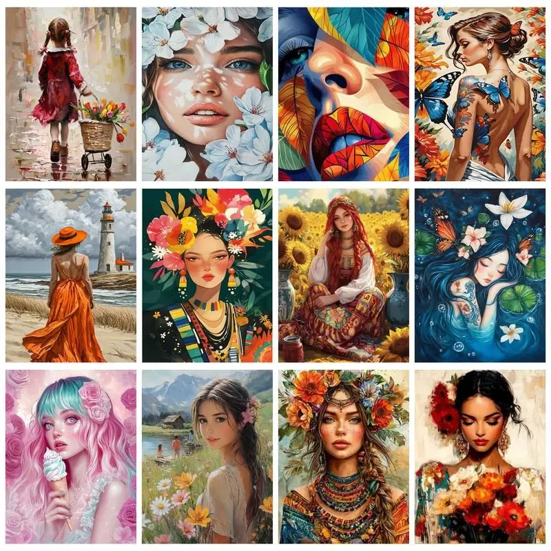 

CHENISTORY DIY Painting By Number Abstract woman Drawing On Canvas Hand Painted Paintings Art Gift Pictures By Numbers Home Deco