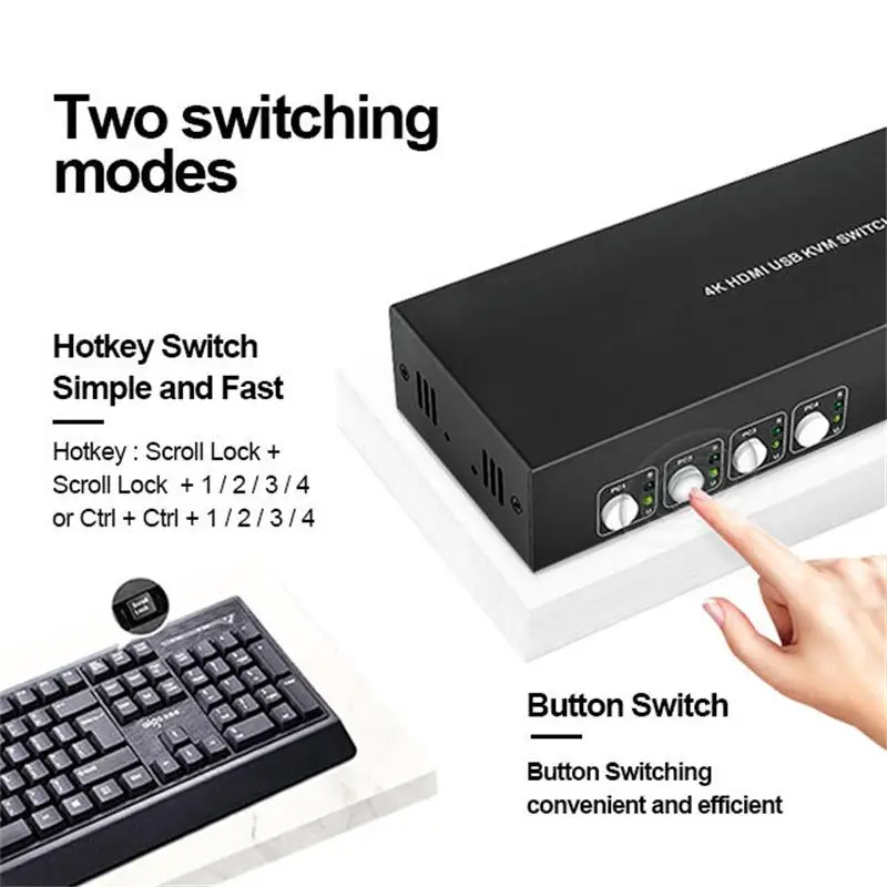 Dual HDMI KVM Switch 4X2ขยายจอแสดงผล4K 30Hz HDMI USB KVM Switcher 2 In 4สำหรับจอภาพ PC คีย์บอร์ดเมาส์หุ้น