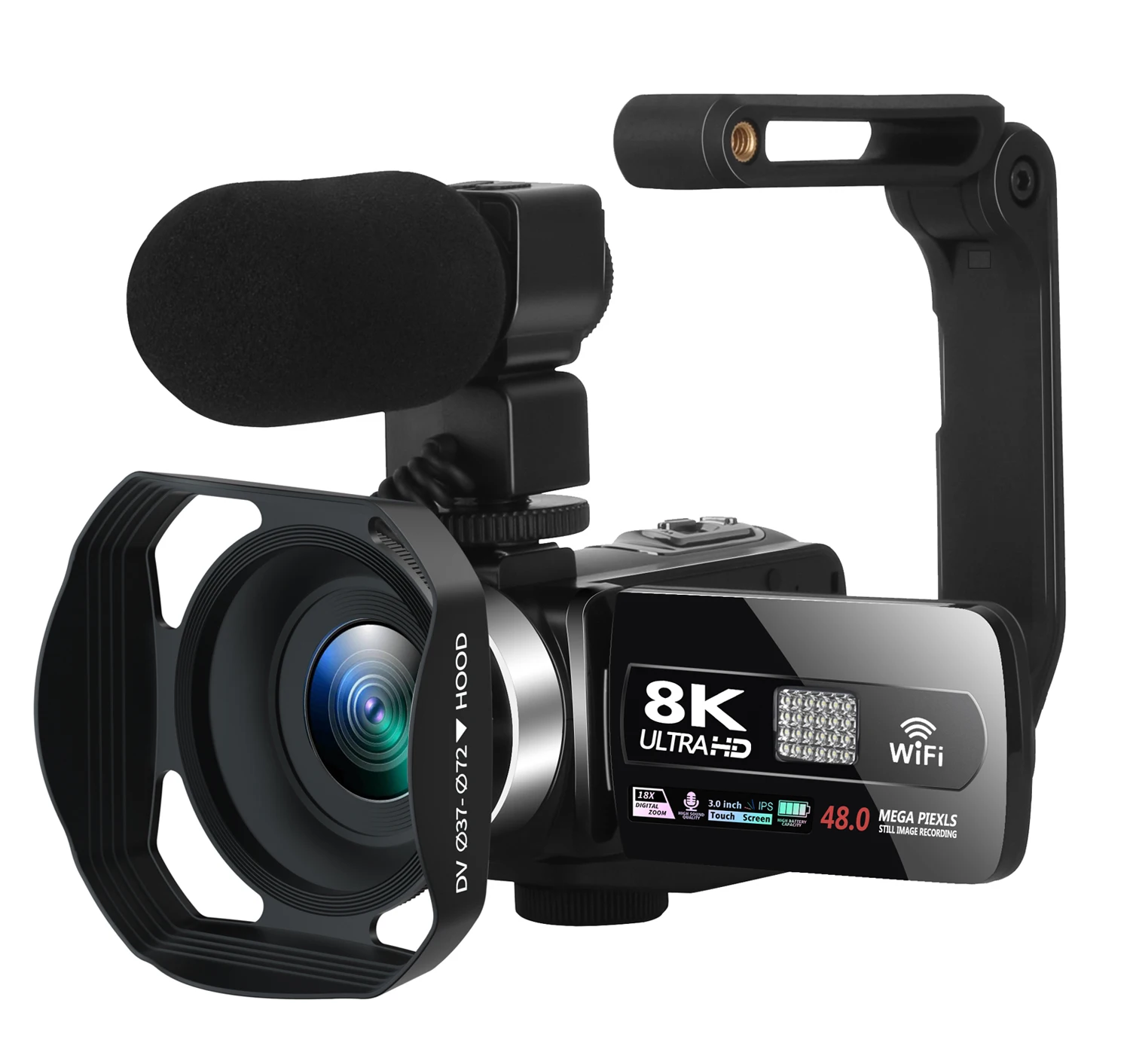 YouTube Camcorder 8K Ultra HDR Camera 48MP Streaming Touch Screen Digital Video Cam