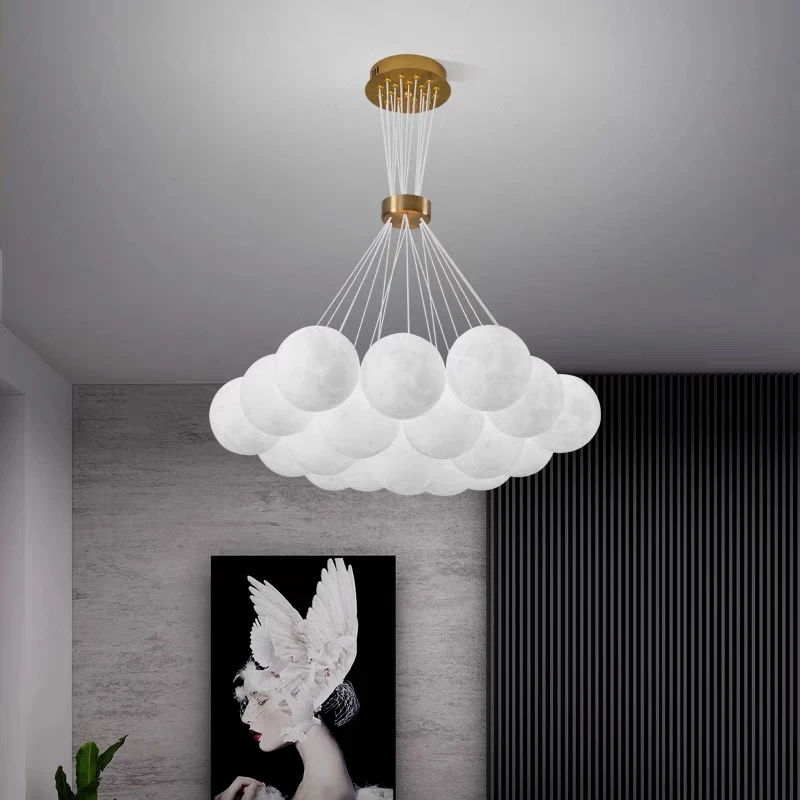 Lámpara nórdica con estampado 3D de Luna, lámpara de techo, nuevo brillo LED, luces colgantes, decoración del hogar, sala de estar, habitación de niños, lámpara de dormitorio