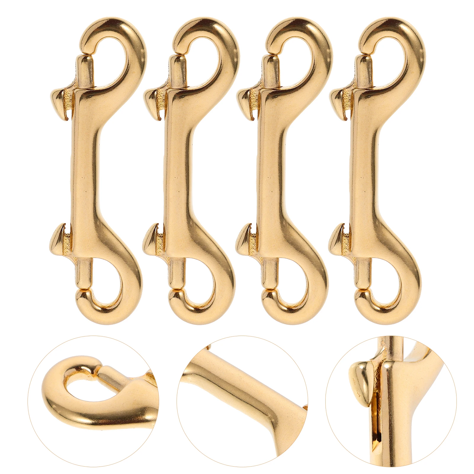 4 pezzi Accessori di fissaggio con gancio in ottone Doppio attacco girevole a scatto Chiusura a moschettone Borsa Cinghie Portachiavi Guinzagli per cani Decorazione artigianale