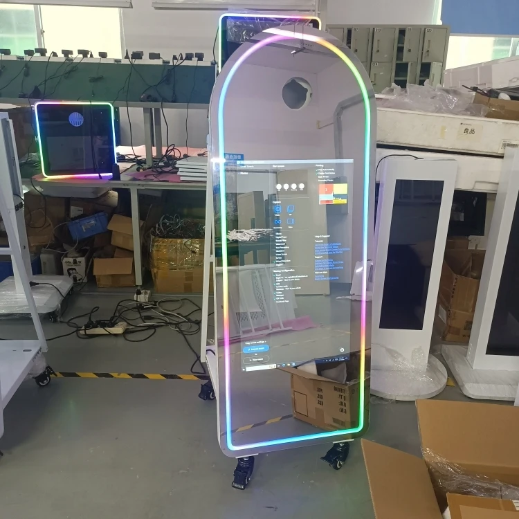 Duży fotobudka z lustrem, darmowe oprogramowanie DSLRbooth, pierścień LED, drukarka i stojak na drukarkę, sprzedaż bezpośrednio z fabryki.