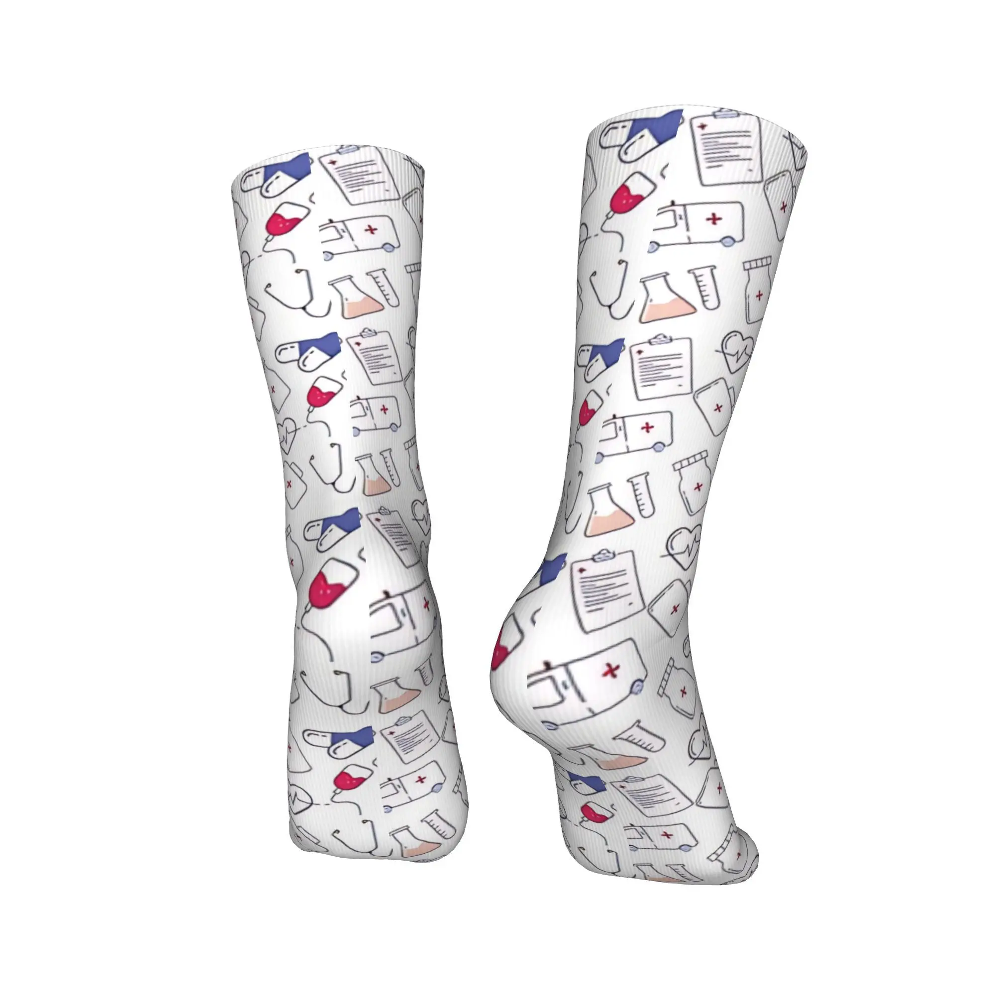 Medical pattern Gift Socks  Retro Stockings Autumn Non Slip Men's Socks Soft Breathable Custom Cycling Socks