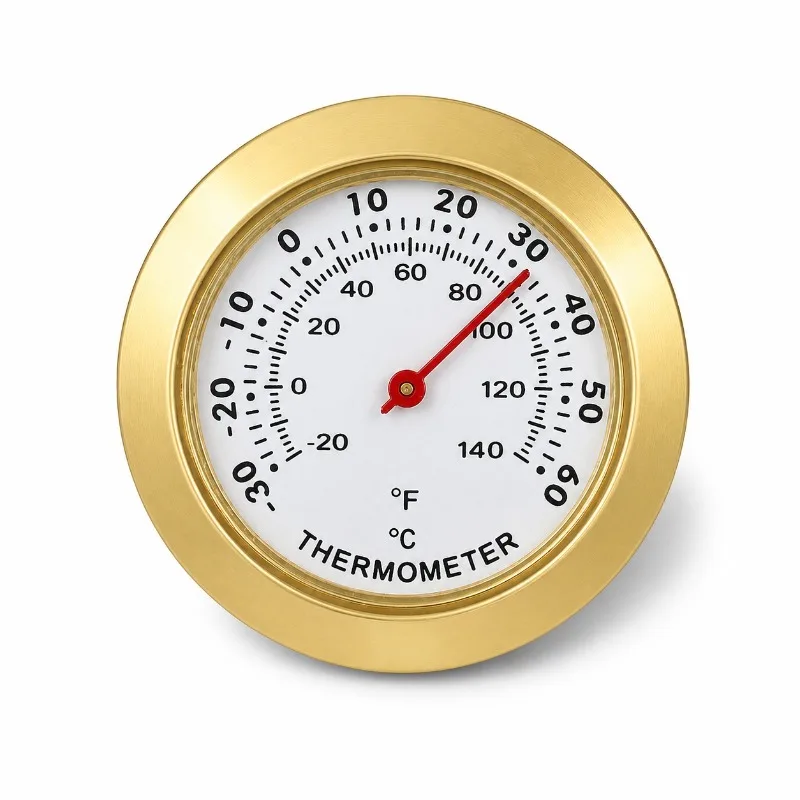 Dual Scale Celsius Fahrenheit Analog Thermometer Mechanical No Battery Needed Glass Lens Round Dial Temp Gauge for Indoor Spaces