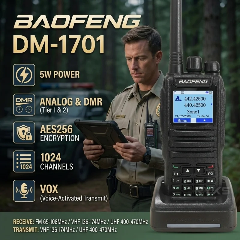 Dmr Digital Two Way Radio Baofeng Dm-1701 Dual Band Vhf/Uhf 3000 Channel Dual Time Slot Ham Radio For Professional Communication