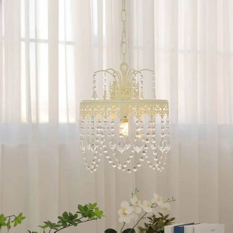 Nordic Cream Ceiling Chandelier Transparent Crystal Pendant Light Decoration Bedroom Living Room Dining Table Led Hanging Lamp