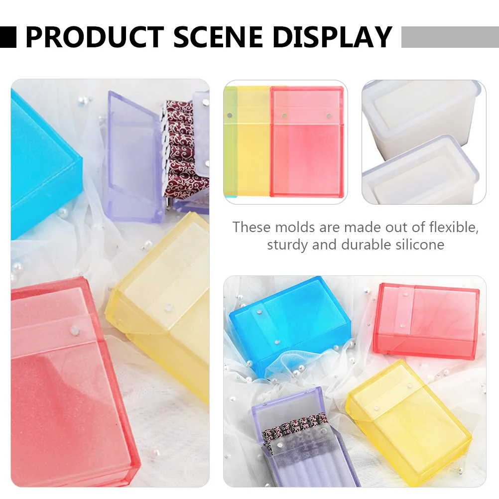 แม่พิมพ์ซิลิโคนทรงสี่เหลี่ยม 5 ชิ้น สำหรับงานเรซิ่น งานฝีมือ DIY ชุดทำกล่องบุหรี่ ของขวัญทำมือ ของตกแต่ง แม่พิมพ์สำเร็จรูป