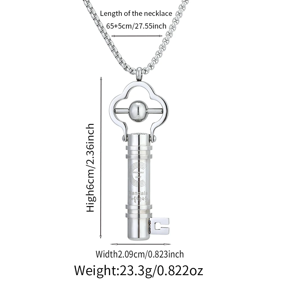 Anxiety 528 417 Hz Healing Breathing Key Necklace Mindfulness Meditation Tuning Tool Stress Relief & Natural Calm