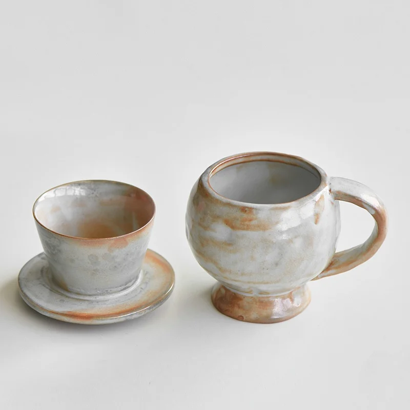 

Ручной кофейный сервиз для одного человека, японская посуда Shino, каменная посуда, кофейная чашка, фильтрующая чашка, керамическая чашка с большим животом