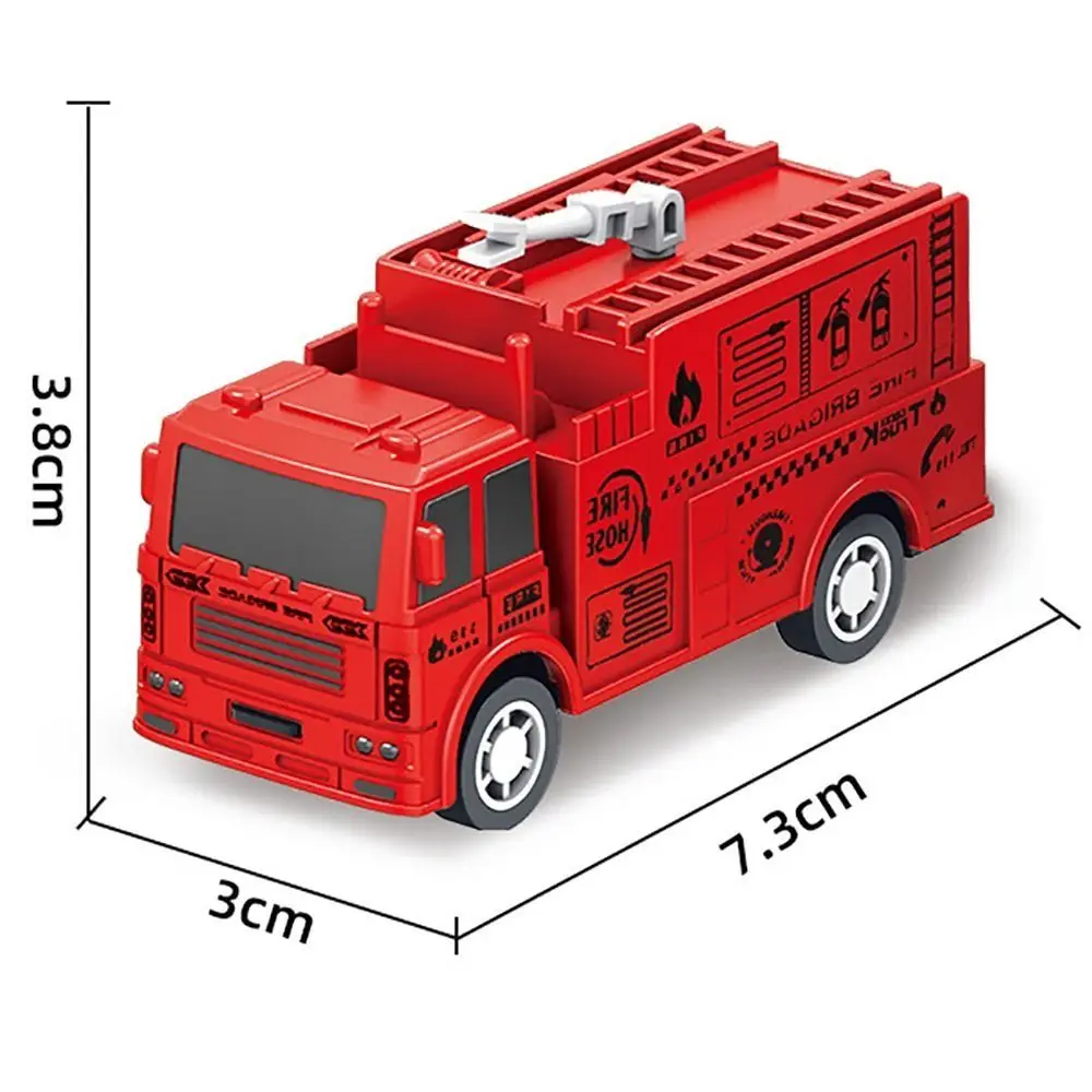 Carro de combate a incêndio plástico para crianças, Diecast Pull Back Cars, caminhão de bombeiros, vermelho, novo, 4pcs