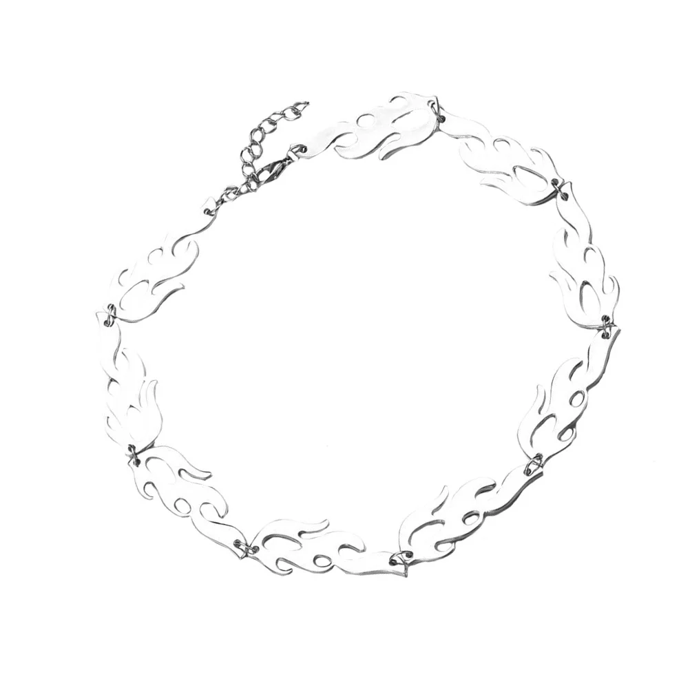 

1Pcs Flame Pattern Male Necklace Silver Chic Male Neck Chain for Valentine's Day Prom Bachelorette Party Fashion Accessory