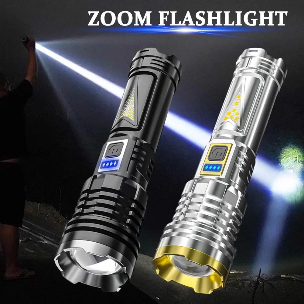 1200 Lumens 5 Models Switch Multifunctional Flashlight Emergency With Light Rechargeable Zoom Strong Side Telescopic Light W5I2