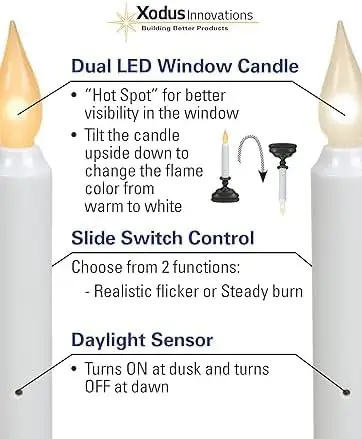 Battery Operated Bronze Candles Bright Flame Six Pack Window