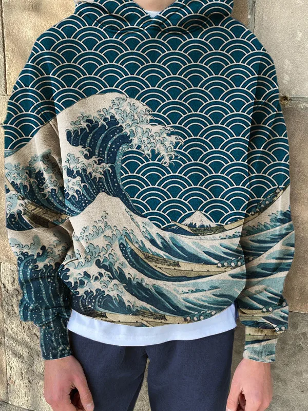 

Men's Hoodie Ukiyo-e Print Sweatshirt Harajuku Y2k Hooded Shirt Pullover Casual Clothes Oversized Long Sleeve Top Men's Clothing
