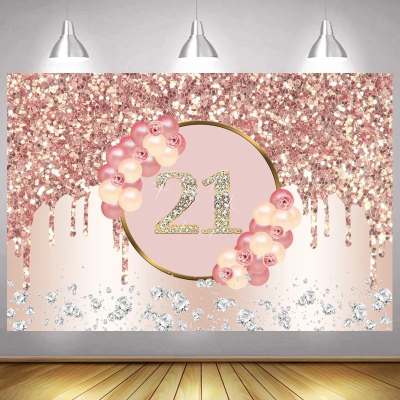 Rose Gold Happy 21e Verjaardag - Photography Backdrop Muslin recensie en prijs