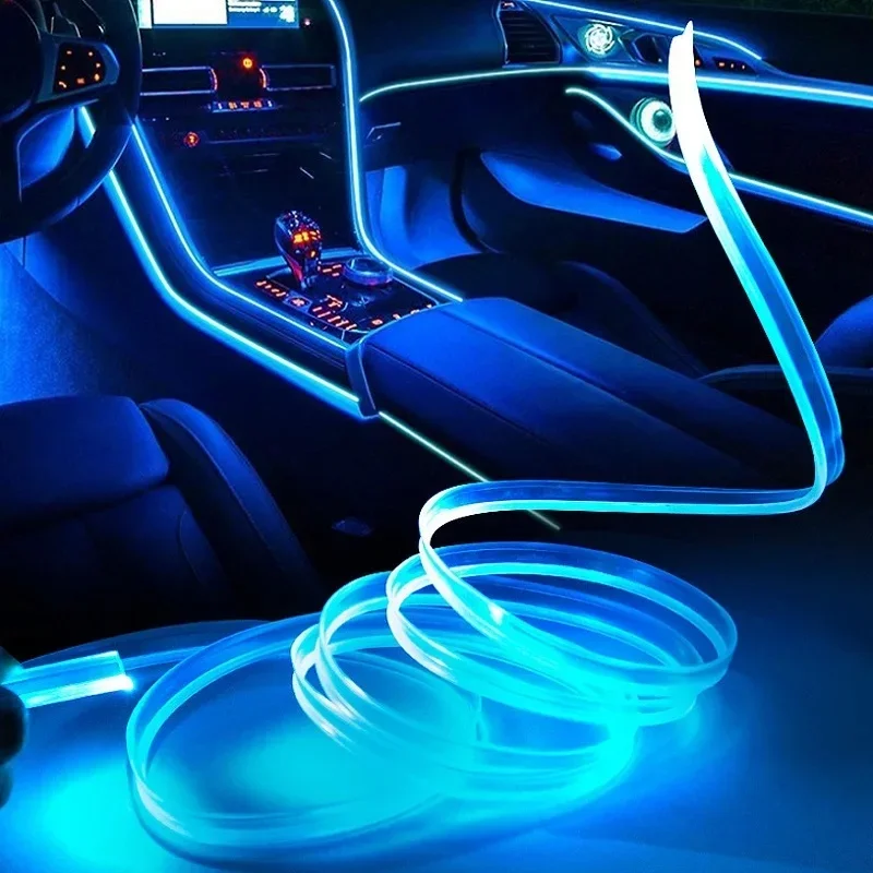 Bande LED Flexible avec Prise USB pour Éclairage d'Nikde Voiture, Tube de Lumière Froide EL, Décoration Ambiante, 5m, 5V