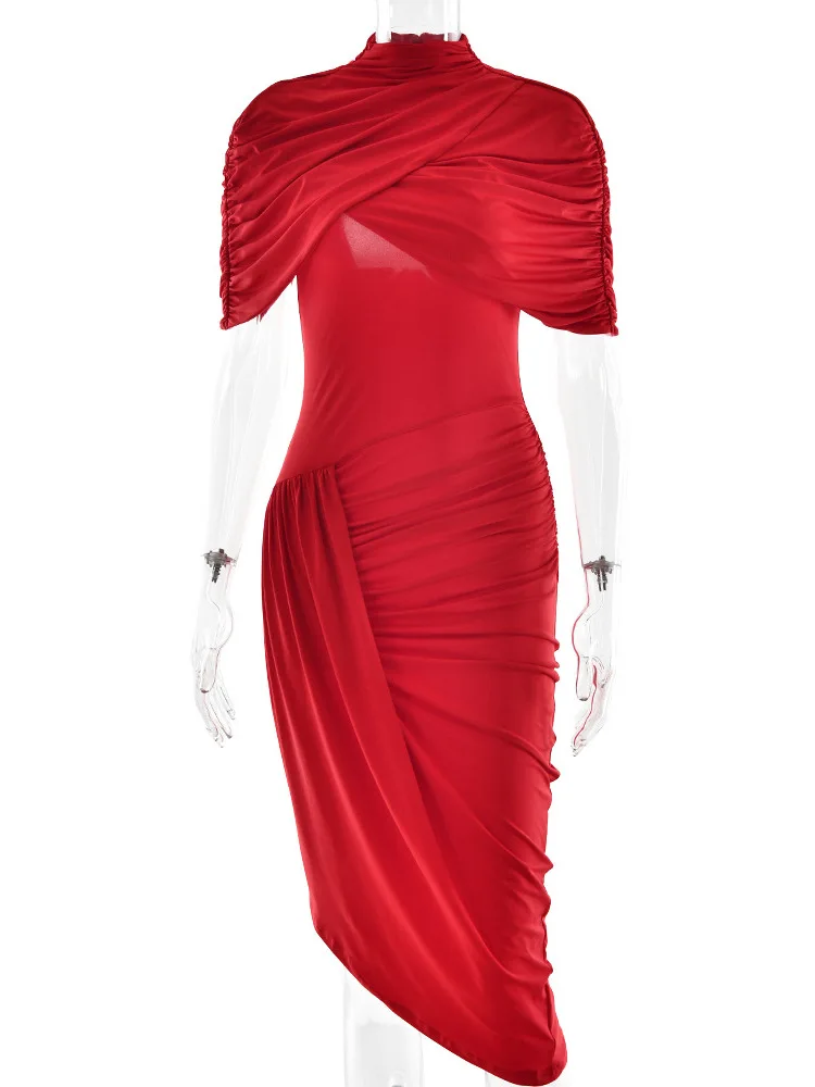 Falda plisada adelgazante de cintura alta con bisagras para mujer, informal, Sle Svel, redonda, Ne Summer Dr, de una sola pieza
