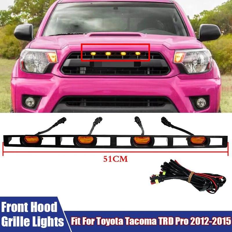 4Pcs/Set Auto Front Bumper Hood Grille LED Lights Fit For Toyota Tacoma TRD Pro 2012-2015 Car Accessories LED Strobe Signal Lamp