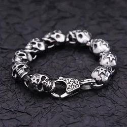 Gothic Vintage Men's Skull Bracelet 316L Stainless Steel Punk Hip Hop Skeleton Bracelets Fashion Amulet Jewelry Gifts Wholesale