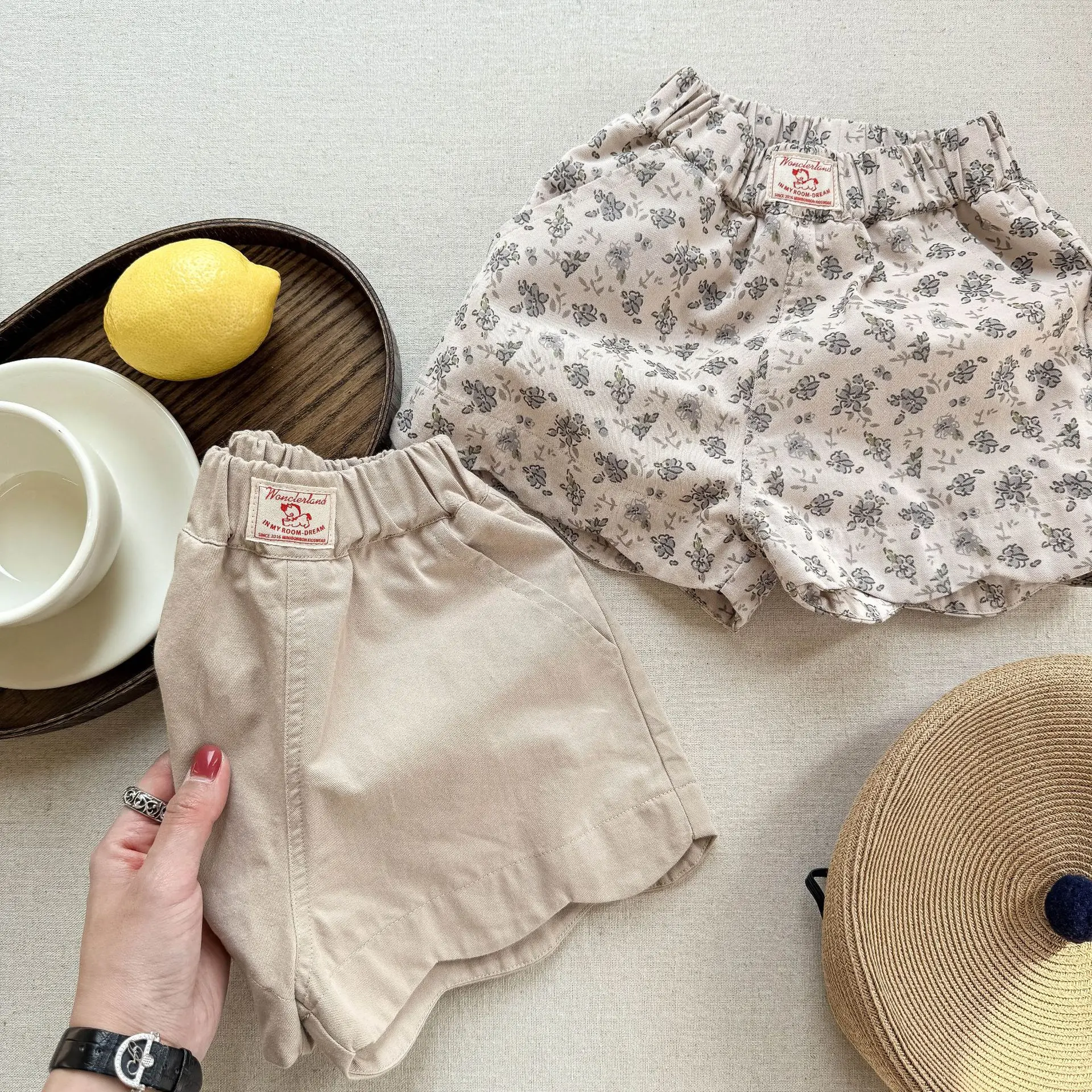 Milancel verão roupas infantis estilo coreano shorts florais soltos shorts de algodão lavado para meninas calças curtas casuais 1-6y