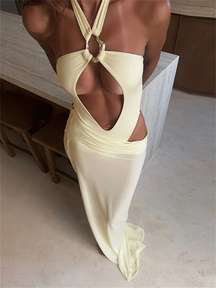 

Tossy Summer Hollow Out Jumpsuit 2 Piece-Set Long Skirt Female Mesh See-Through Skinny Sexy Rompers Outfits Women's Skirt Sets