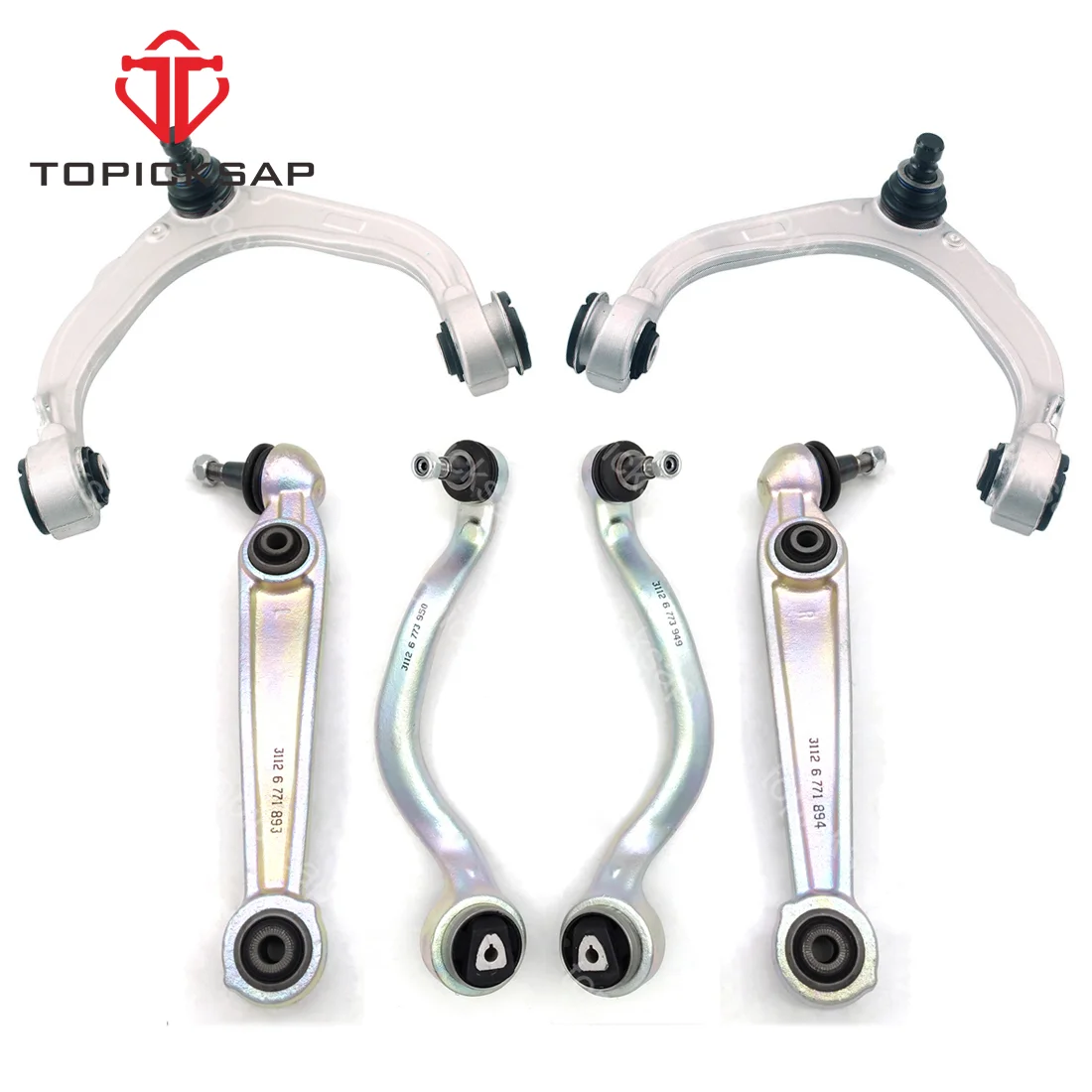 TOPICKSAP 6pcs Front Upper Lower Control Arm Ball Joint Suspension Kit for BMW X5 X6 E70 2007 2008 2009 2010 2011 2012 2013 2014