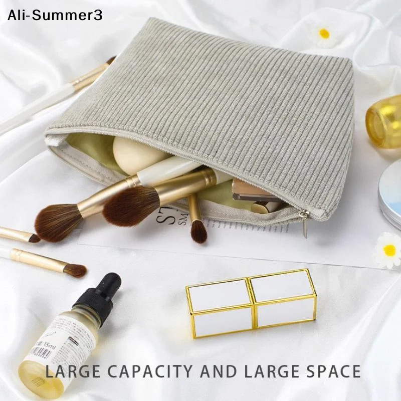 【Au】【W11】Travel Toiletry Bag Sanitary Pad Pouch Cute Corduroy Cosmetic Storage Pouch Women Small Makeup Bag Cable Case