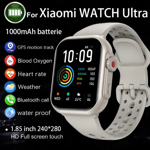 For Xiaomi Ultra Men Women 1000mAh AMOLED Heart Rate 100+Sport Bluetooth Call GPS Track Waterproof Smart Watch For IOS Android