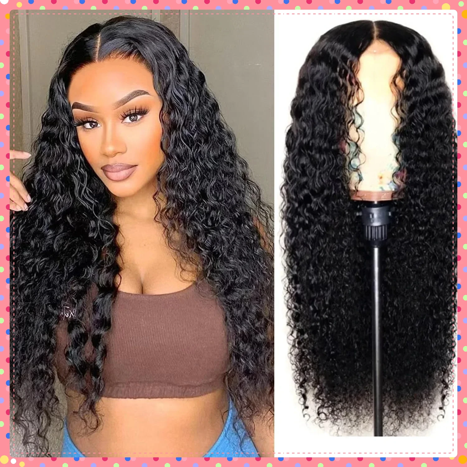 

Synthetic Deep Wave Wig Long Curly Heat Resistant Fiber Classic Black Natural Style Cosplay Daily Party Costume Anime Hair
