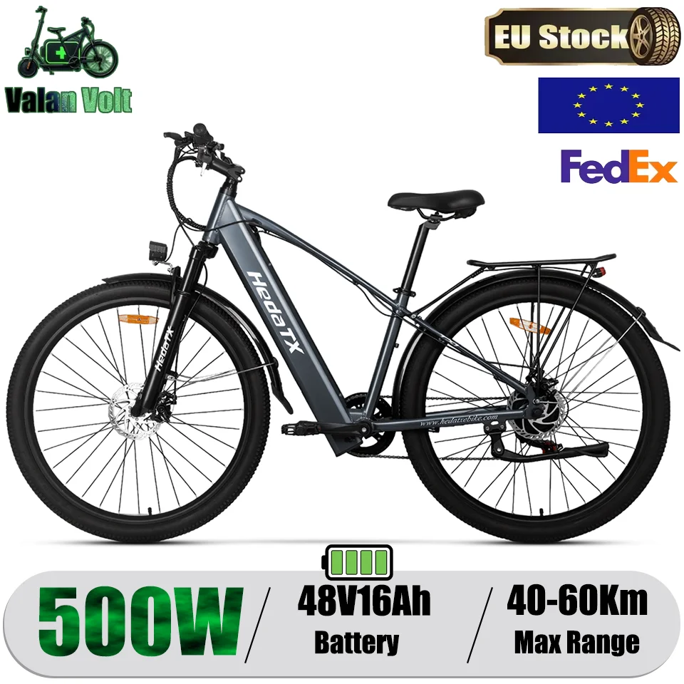 Heda-Tx-1, Bicicletta Elettrica, Batteria 48V16Ah, 40-45km/h, Autonomia Massima 60km, Motore 500W, Pneumatici All-Tirens da 29 Pollici, Freni a Disco, Batteria Nascosta, Per Pendolari, Sport