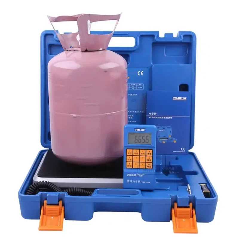 Best Seller First Sharing Good Thing VES-50A/100B Manual Refrigerant Recovery Electronic Balance High-Precision Metal Freon Qua