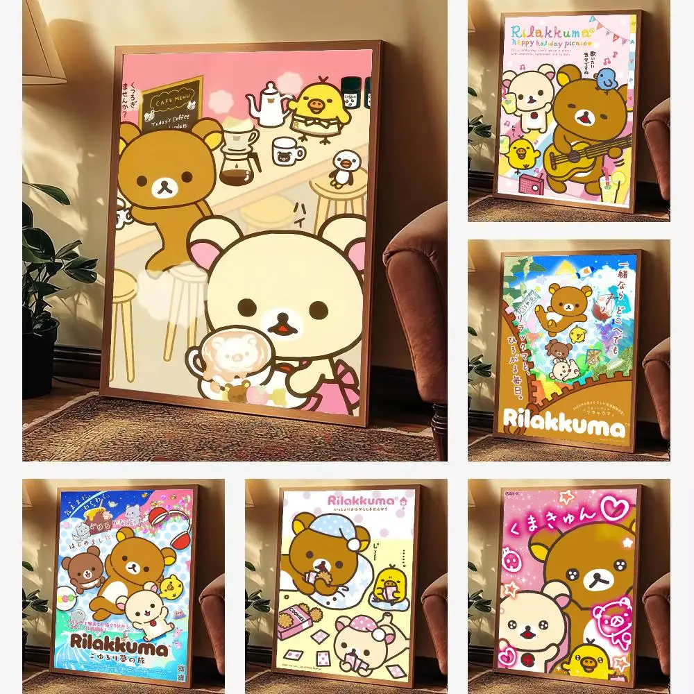 Rilakkuma Cute Cartoon R-Rilakkuma Poster Aesthetic Wall Art for Bedroom Study Office Home Decor Gift