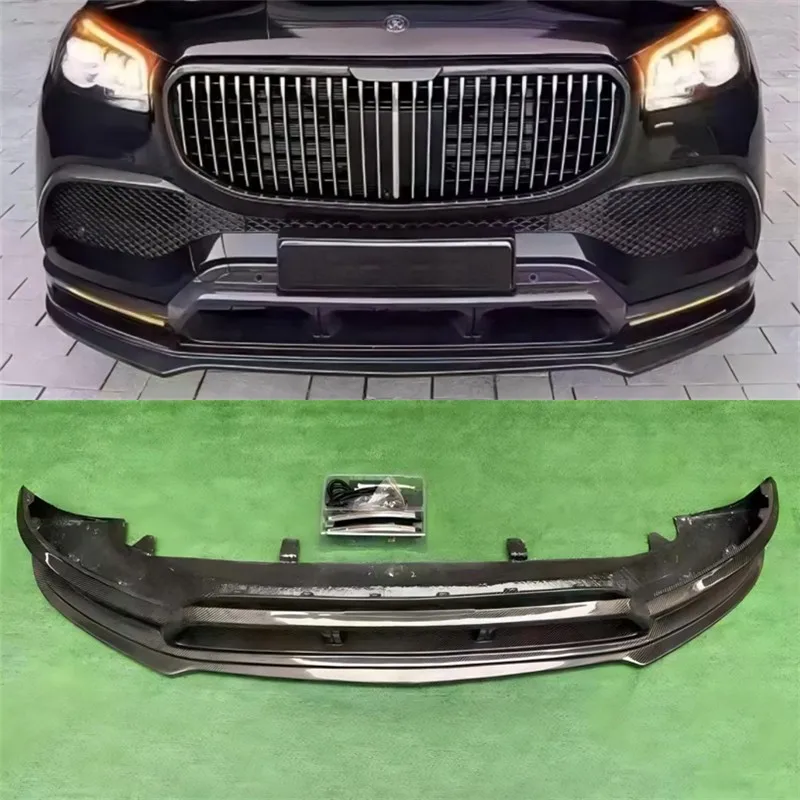 

Для Mercedes-Benz GLS600 W167 2020-2024: Передний сплиттер/нижняя накладка на бампер из настоящего сухого карбона, комплект обвеса