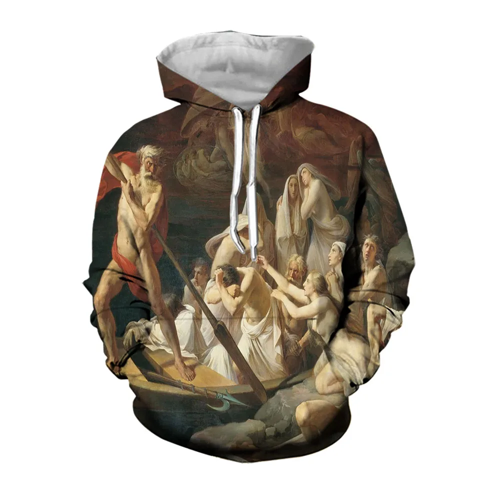 Jumeast 3D Greek Mythology Mens Hoodies With Abstract Pattern Aesthetic Clothing Casual Oversized Hoodie Baggy Streetwear Coats