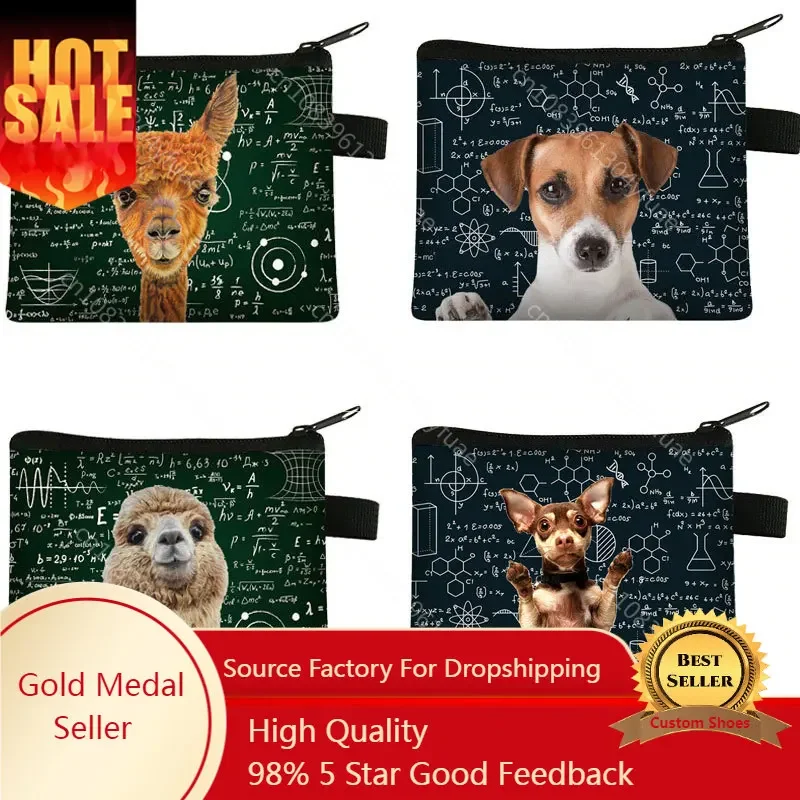 

Geometric alpaca Dog Cat printing Coin Purses Cute Animal Coin Bag Girl Wallet Ladies Clutch Change Purse Female Mini Money Bag