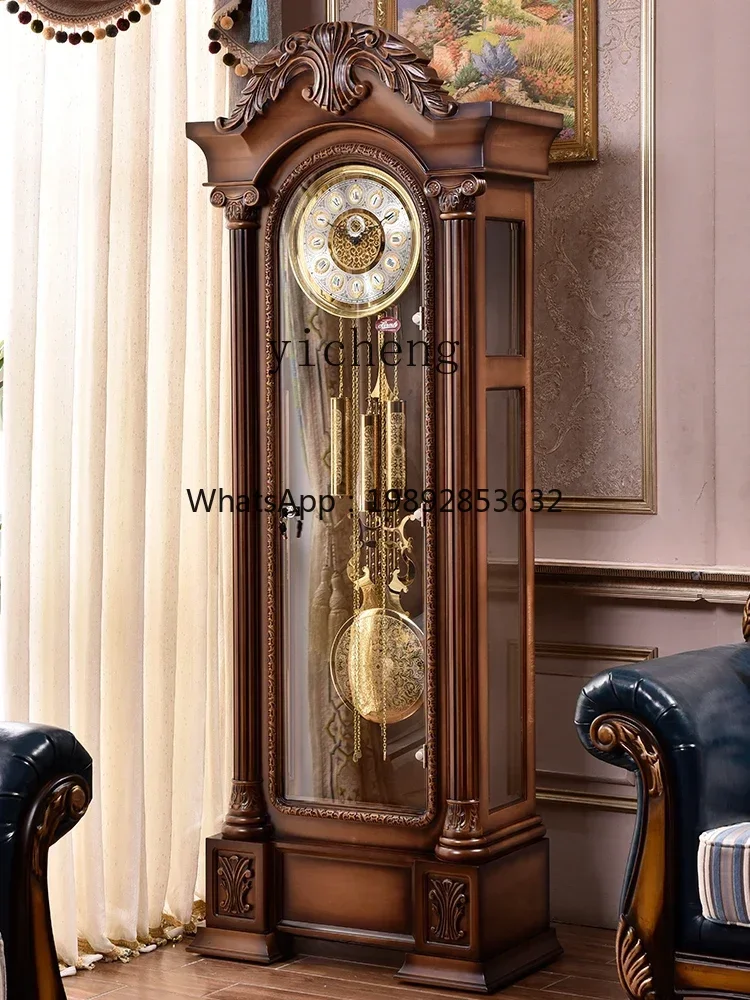 TT  Mechanical Floor Clock Villa Living Room Clock Chinese Retro American Pendulum Clock Classical