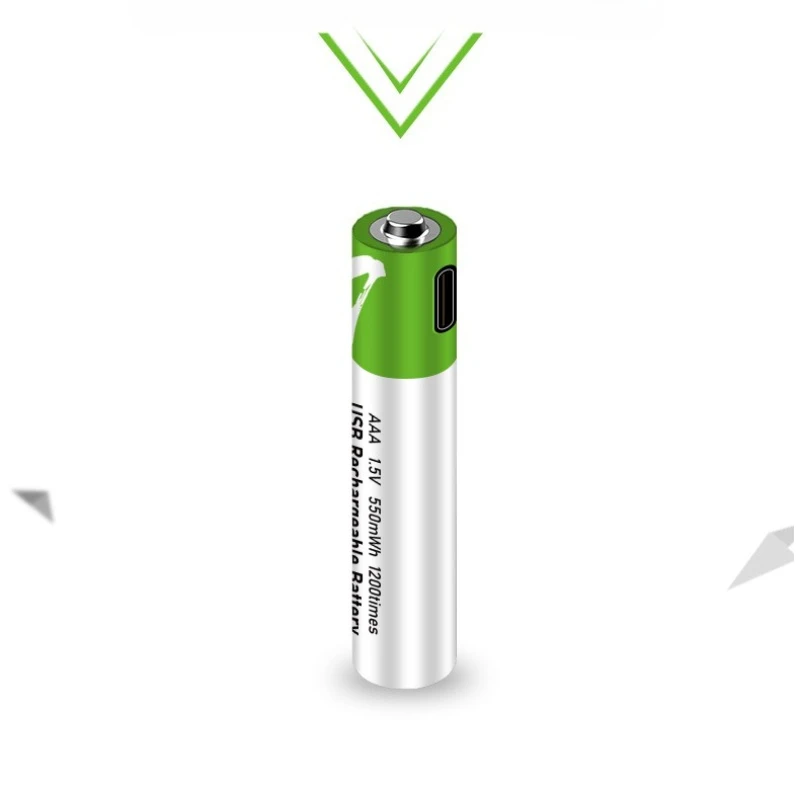 1.5V 550mWh AAA USB Rechargeable Li-ion Battery, Type-C Charging Lithium Battery for Toys Remote Control Flashlight Mouse+ Cable