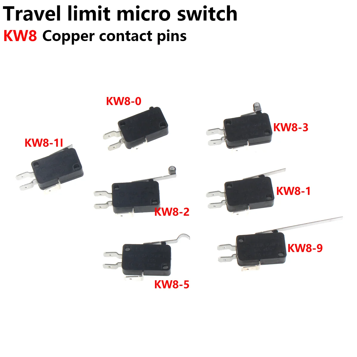 KW8 series copper contact pin width 6.3mm large micro switch travel limit micro touch switch