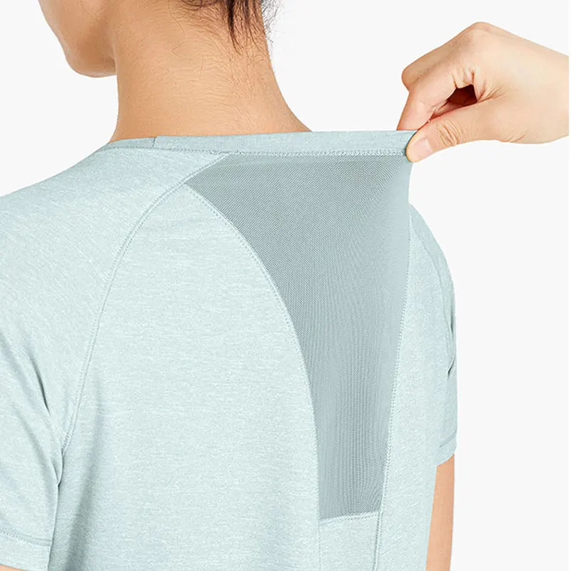New Yoga Short Sleeve Top Mesh Patchwork Elastic Fitness Running Yoga Suit Quick Drying Top