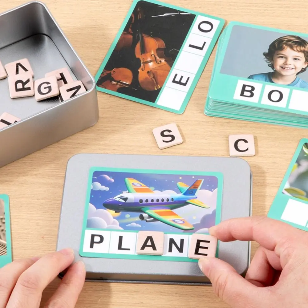 Puzzle en bois Alphabet jeu d'orthographe dessin animé Animal sort le mot jeu Alphabet mignon lettre orthographe bloc langues jouets