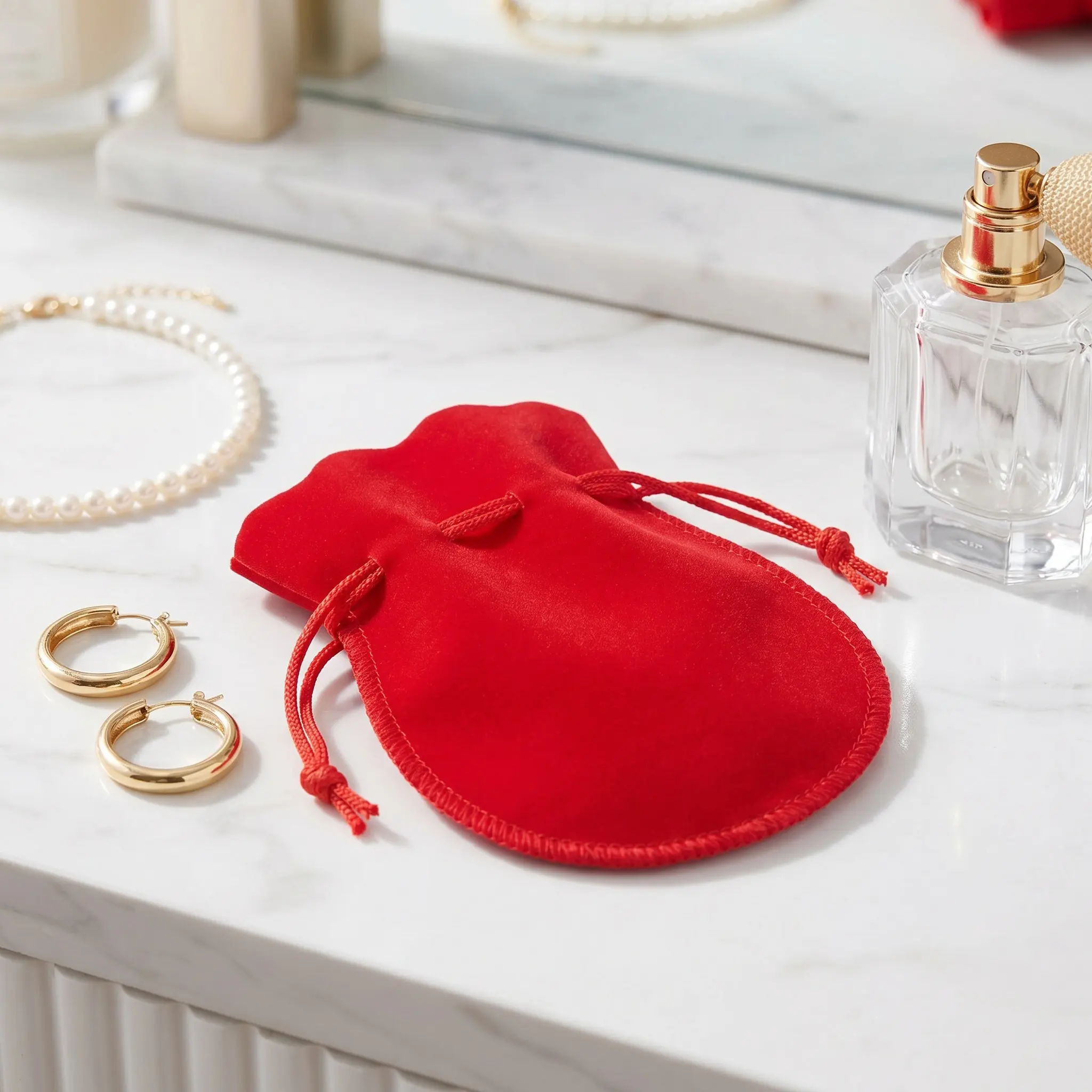 20Pcs Elegant Gourd Style Drawstring Pouches Jewelry Storage Bags Flannel Material for Earrings Rings Candy Treats Party Favor