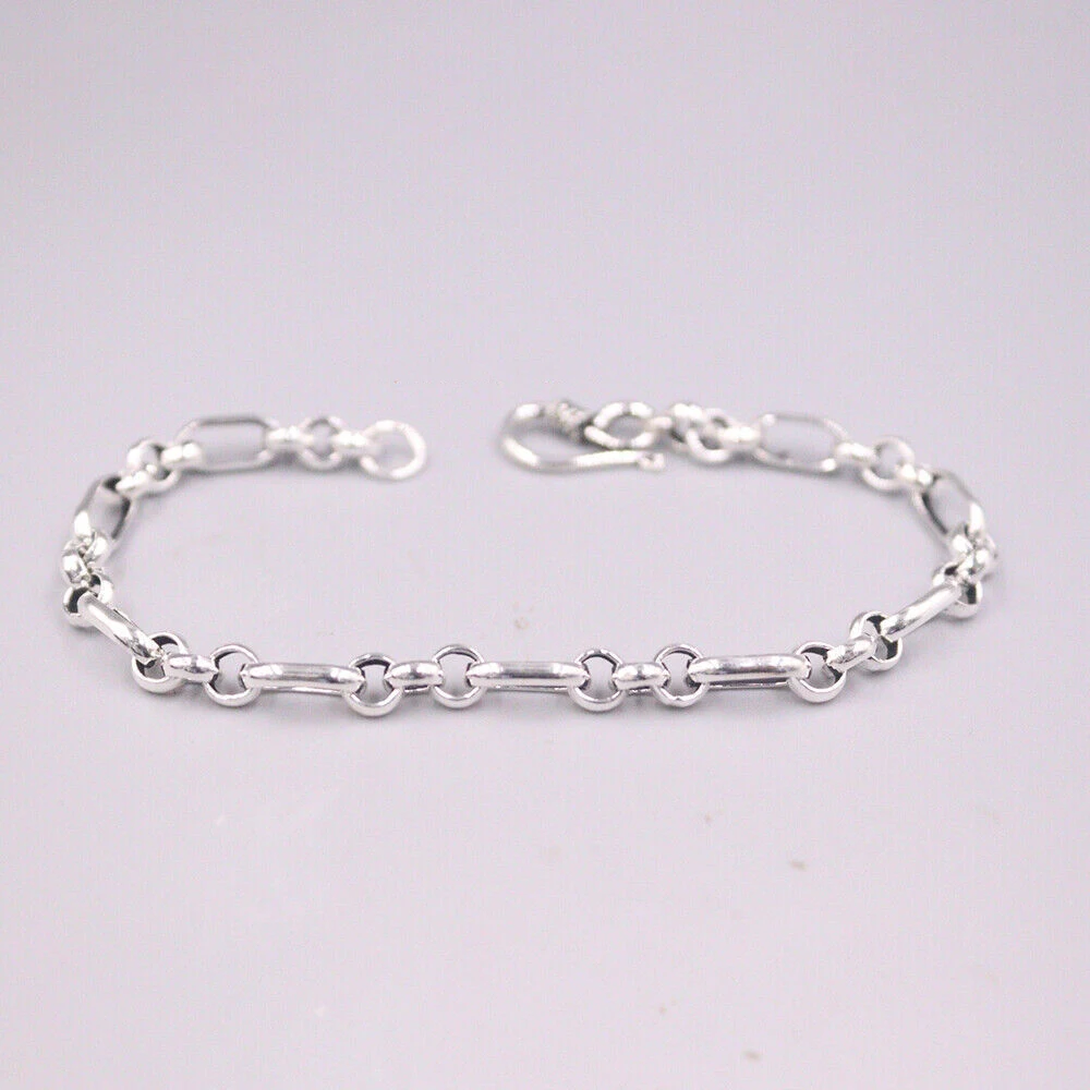 New 925 Sterling Silver Bracelet 4mm Rolo Link Chain Bangle 7.25inch Length