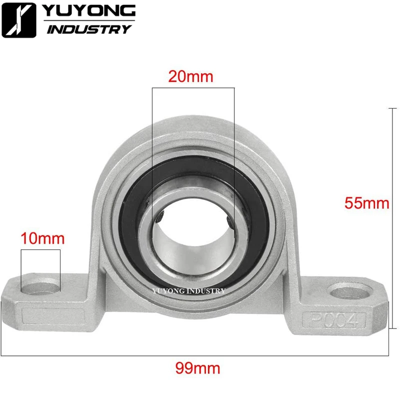 50pcs/lot zinc alloy Ball Bearing KP004 Bore 20mm Pillow Block Mounted Insert Bearing Support for 3D Printer CNC Engraver Mill