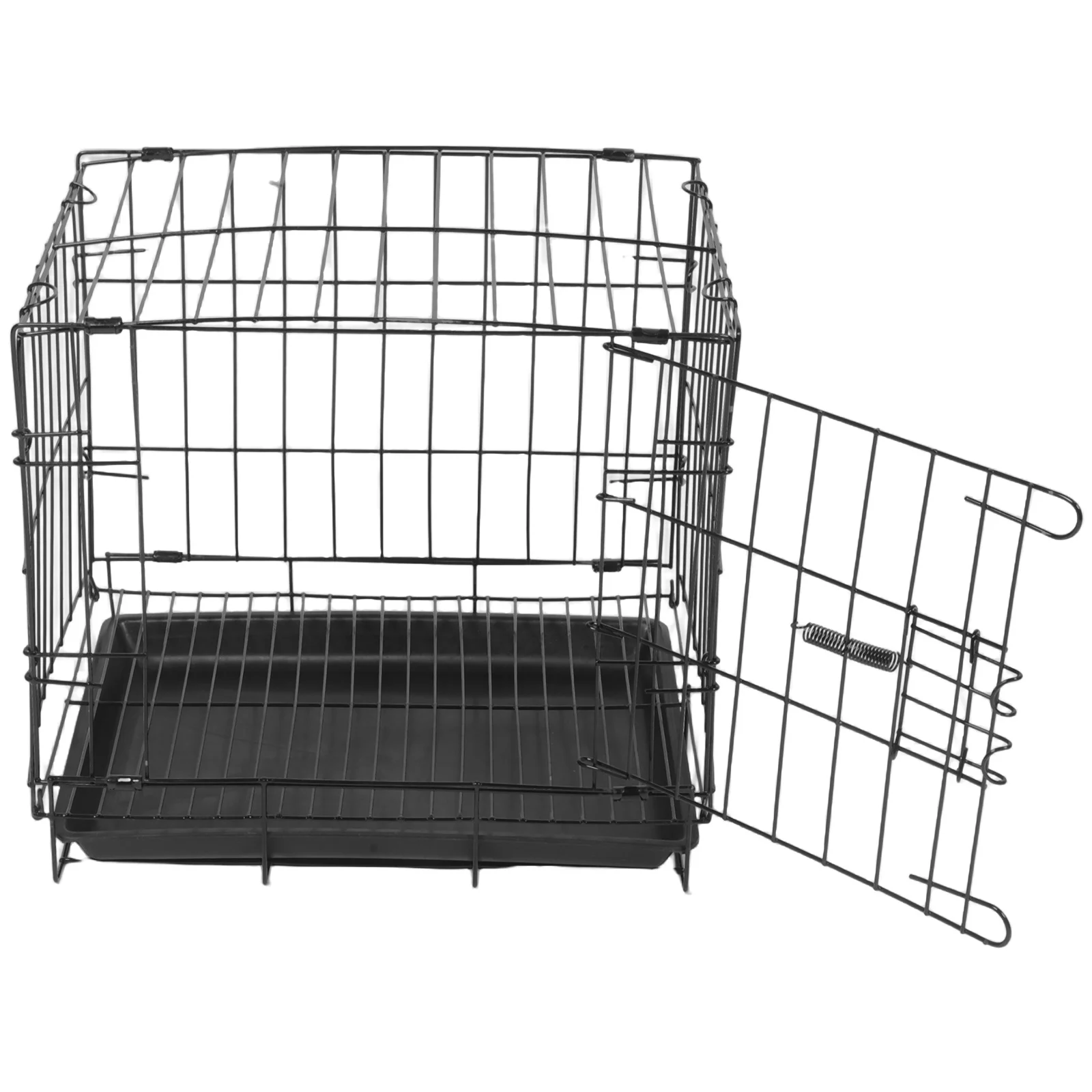 

Foldable Pet Cage Small Dogs Cats Rabbits Portable Metal Wire Crate Plastic Tray Indoor Outdoor Travel Kennel Ventilated