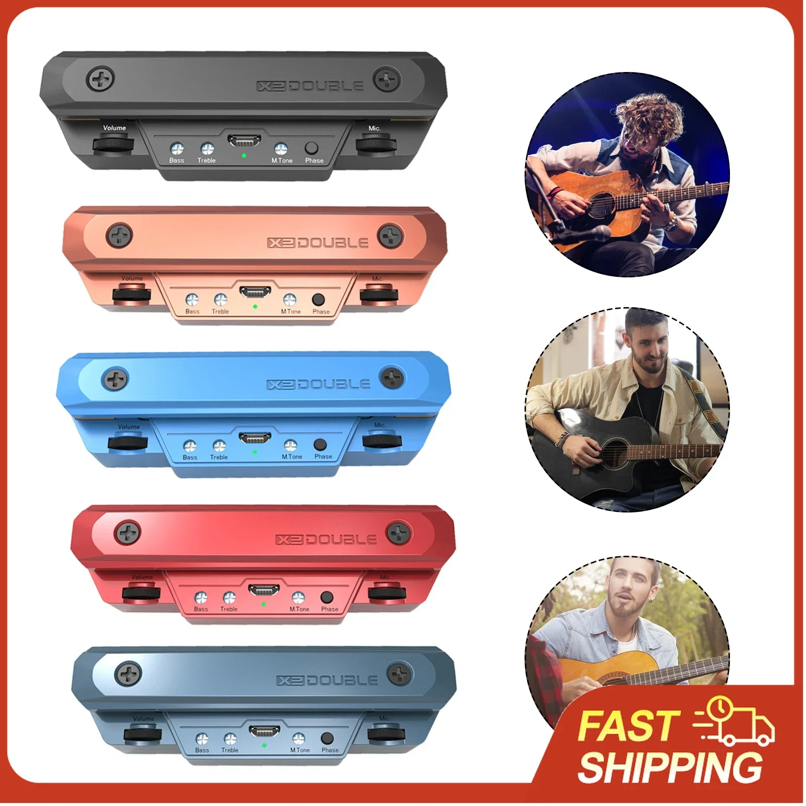 

Tone Control Musical DOUBLE X0 Guitar Pickup Preamp Soundhole Pickup with Volume Instrument Accessories for Acoustic Guitar