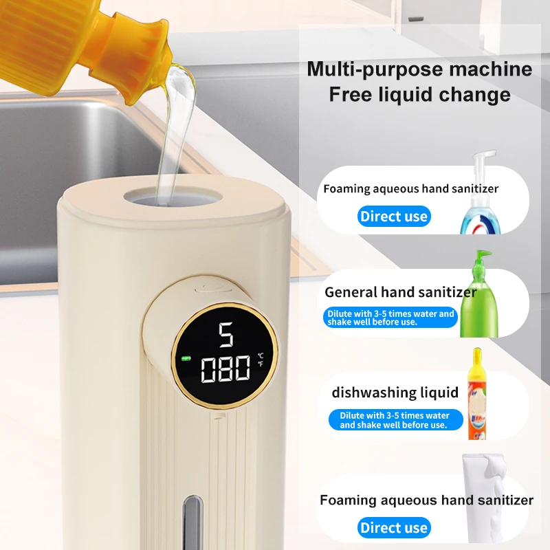 Automatic Foam Soap Dispenser with HD LED Display,Liquid Soap Dispensers,Infrared Motion Sensor,Hand Sanitizer with USB Charging